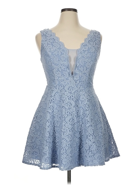City Studio Dresses & Skirts - City Studio Sky Blue Lace Fit & Flare Mini Dress